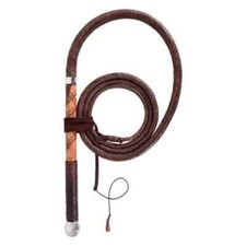 8 Feet Australian Leather Stock Whip with 18-Inch Hardwood Handle Bullwhip Style