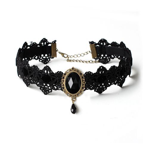 Bohemia Lace Gothic Necklaces - Tattoo Choker Black Red Blue Crystal Necklace - Picture 15 of 19