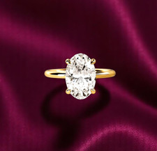 2.65 Ct Oval Solitaire IGI GIA Lab Grown Diamond Engagement Ring 18K Yellow Gold