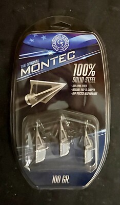 G5 Montec 3 Pack Broadheads 100% steel 100 Grain Vertical Bow - NEW