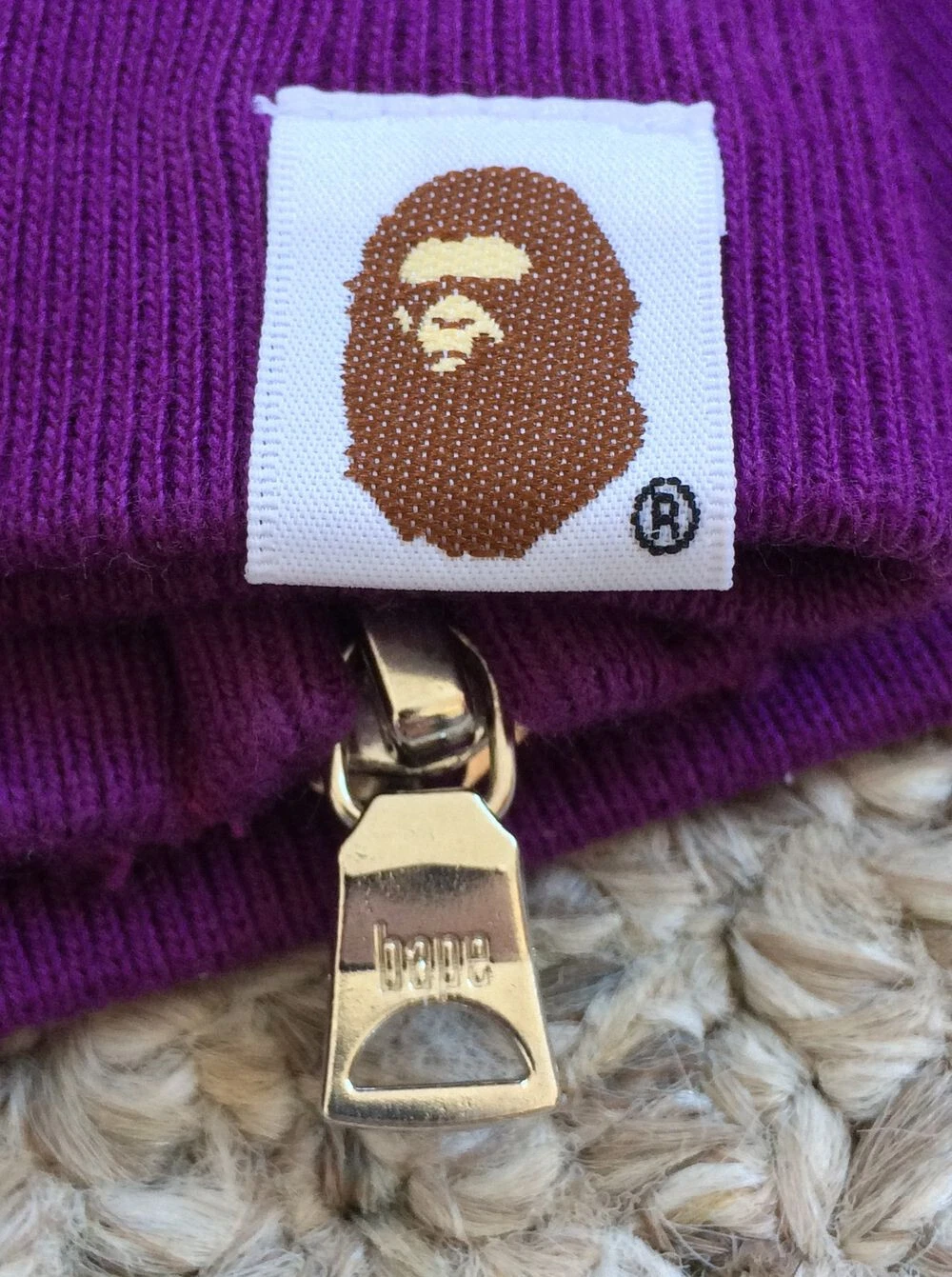 A BATHING APE (BAPE) Felpa con cappuccio e zip intera termica mimetica viola OG Bape