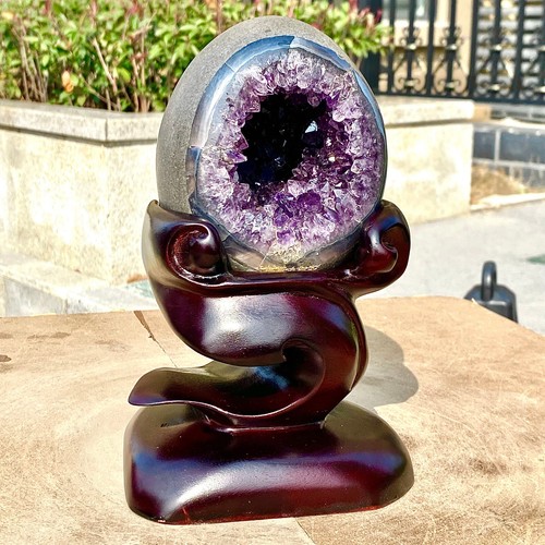 3.85LB Rare Uruguayan amethyst dragon egg cave decoration+base - 第 4/15 張圖片