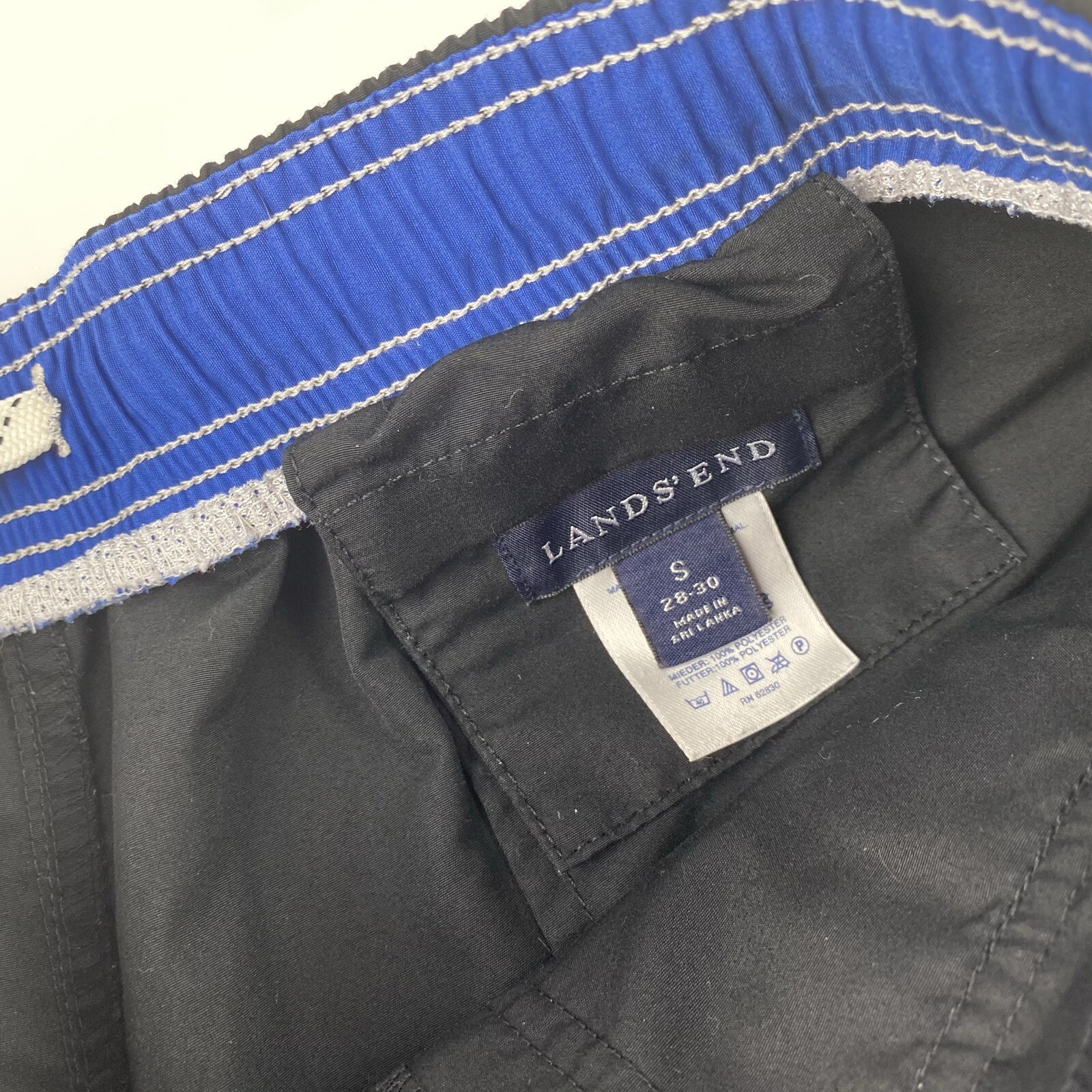 Lands End Swim Shorts Black Solid Mens Small 2830 Gem