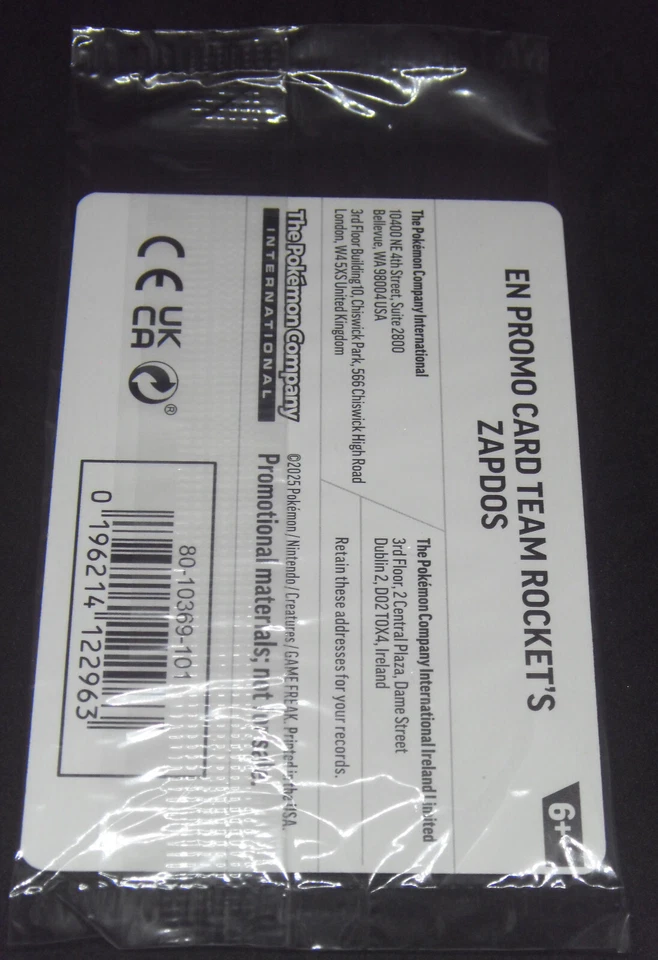 Pokemon Team Rocket's Zapdos MY SG PH Destined Rivals 070/182 English Promo - Image 2 of 4