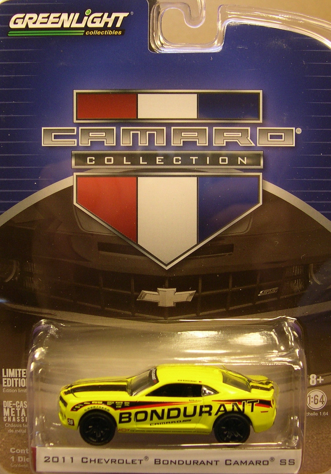YELLOW 2011 CHEVROLET CAMARO SS GREENLIGHT 1:64 SCALE DIECAST METAL MODEL CAR