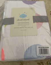 Cloud Island Fitted Crib Sheet White / Bright Dots Blue Pink New
