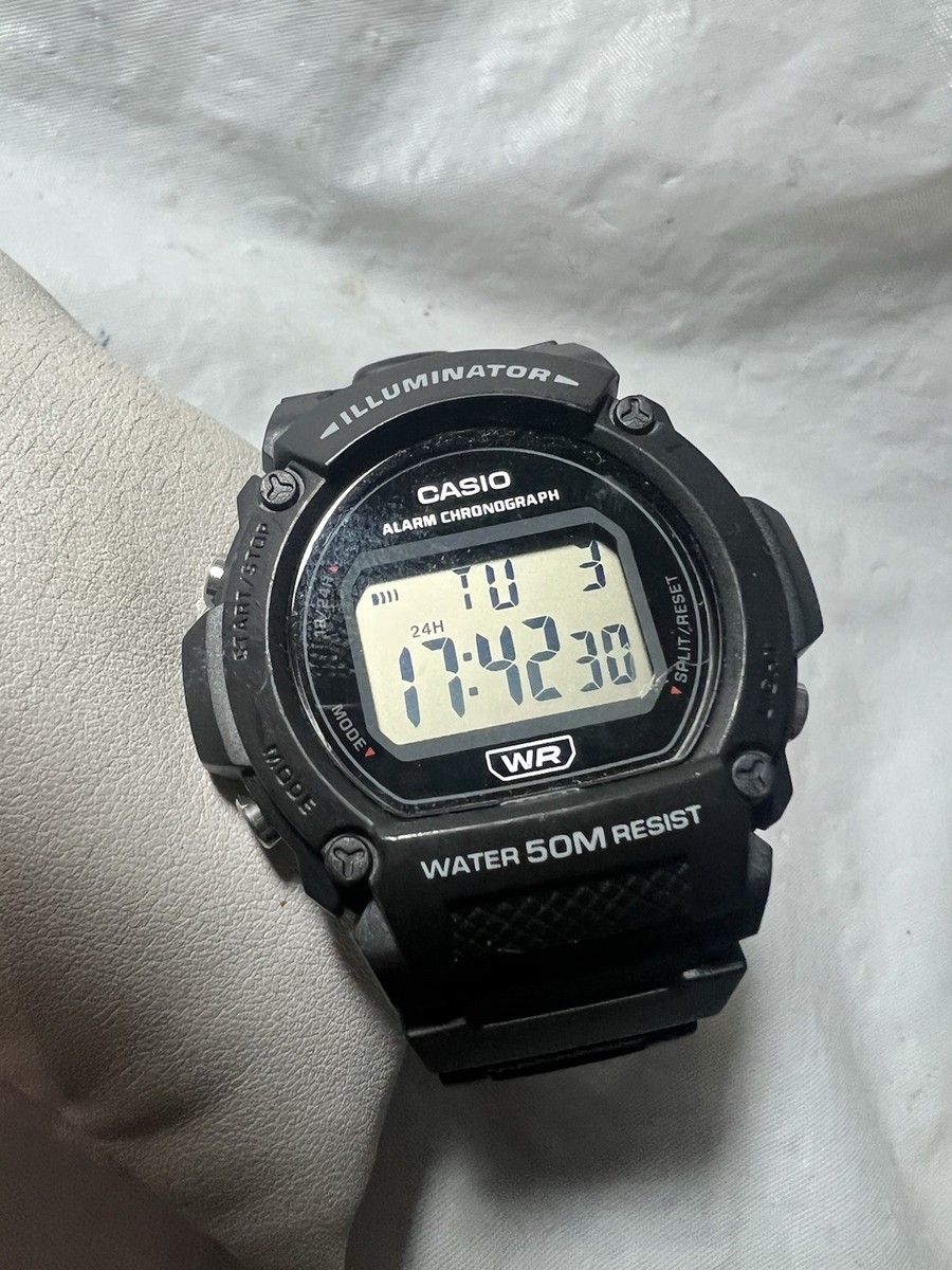 casio illuminator mens watch, alarm, Chronograph WR50M,W-219H,34mm