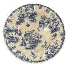 Vintage Churchill Blue Toile Scalloped Bread Plate Blue Farm Scene China *info*