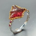 AAA carving 4 ct Natural Tourmaline Ring 925 Sterling Silver Size 8.25 /R469921