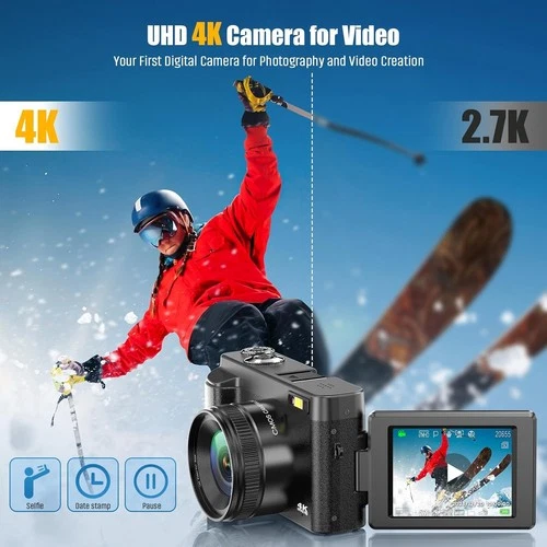 Digital Camera,Oiadek 4K 48MP Autofocus Vlogging Camera + 32GB Memory-Brand New - Picture 3 of 8