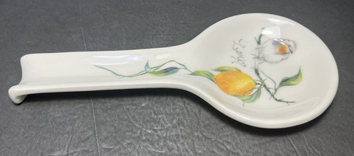 Vintage Ceramics Made in Italy Lemon & Bird Spoon Rest White - 10.25 length - Imagen 4 de 11