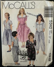 5340 McCall's SEWING Pattern Girls 1990s Jumpsuit Dress Size 4T 5T 6T