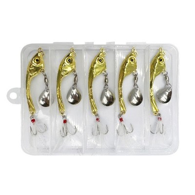 5Pcs Treble Hook Sequins Baits Casting Fishing Lures Baits Metal Spoon Lures