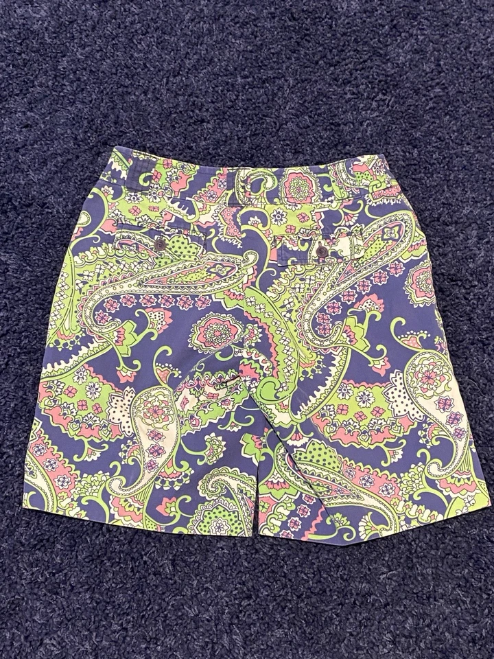 Bermuda Vintage Lilly Pulitzer Azul Paisley Tamanho 2 100% Algodão - Imagem 3 de 4