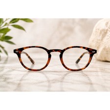 VTG Style Round Panto Eyeglass Frames Translucent Brown Keyhole FRAMES ONLY 