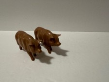 Vintage Plastic 3.5" Brown Pigs Farm Animals Livestock Animal Lot of 2