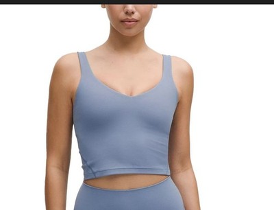 Lululemon Powder Blue Align Cropped Tank Top Shirt Size 2 Gym Yoga Casual