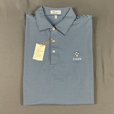 Peter Millar Golf Shirt Polo CS Summer Comfort Chest Logo Striped XL Blue 98