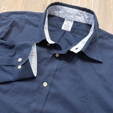 Brooks Brothers Mens XL Regular Fit Non Iron Stretch Navy Oxford Button Shirt