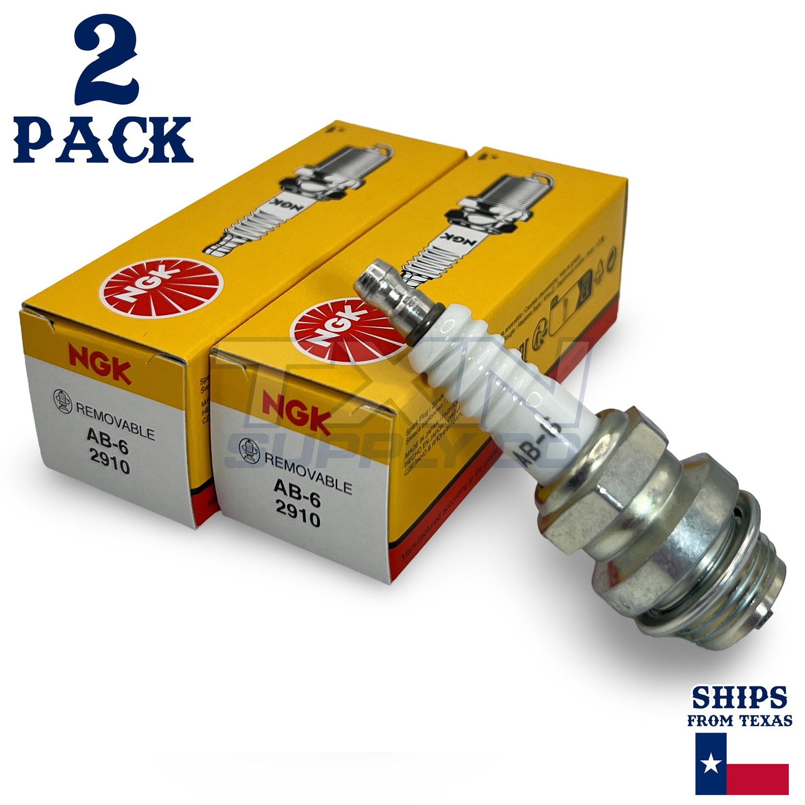 NGK Standard Spark Plugs - Stock #2910 - AB-6 AB6 - Screw Tip - 2 Pack
