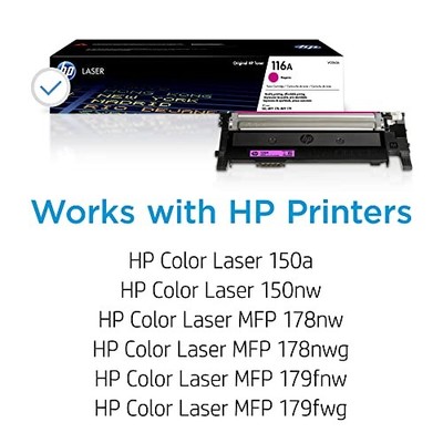 HP 116A MAGENTA TONER CARTRIDGE WORKS HP COLOR LASER 150 SERIES W2063A - MAGENTA