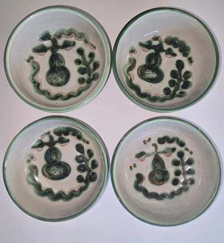 4 M.A. Hadley Pottery KY Handcrafted Pair of Soup Cereal Bowls Pear & Grape 5 ½ 