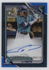 2024 Bowman Chrome Prospect Mega Box Blue Refractor 40/150 Tai Peete Auto 07d5