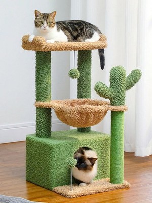 33 in Cactus Cat Tree Tower Cat Condo Scratching Post Hammock