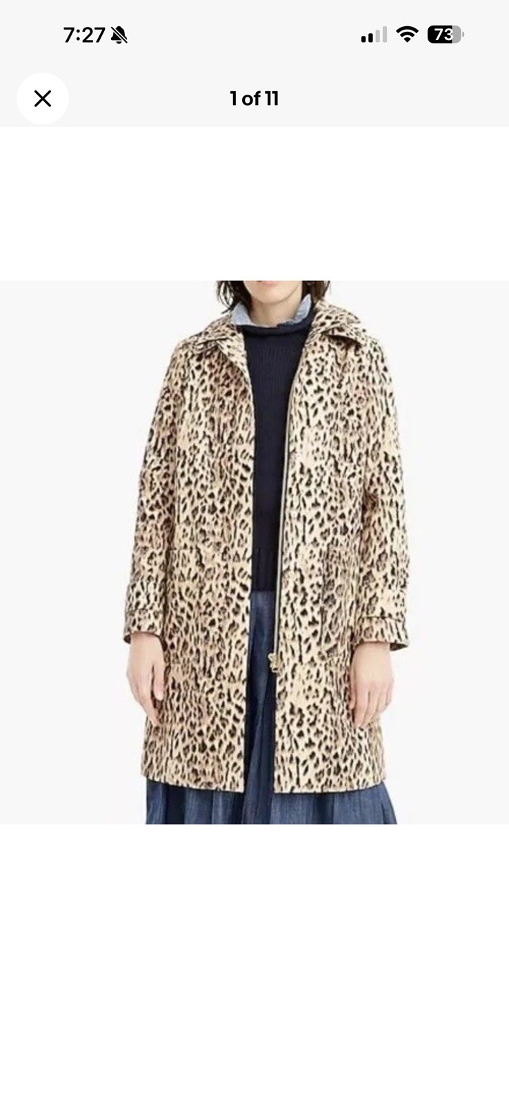 NWT JCREW Leopard-print trench coat with removable hood Size12 L1098 Leopard