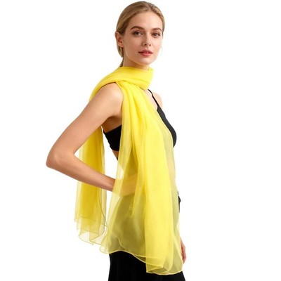 Women's Silk Feeling Fashion Scarf Wrap Long Lightweight Shawls ( Yellow)