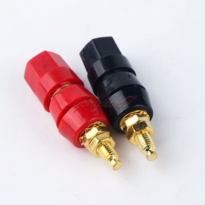 2pcs Binding Post Speaker Cable Audio Amplifier Terminal Banana Plug Jack Gold @