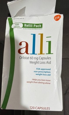 alli Orlistat 60 mg. Weight Loss Aid, 120 Capsules BLOCK FAT