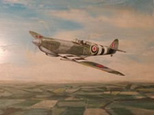 Original painting, aviation art aeroplane 'Spitfire lX 1944' 16x12" Not  print