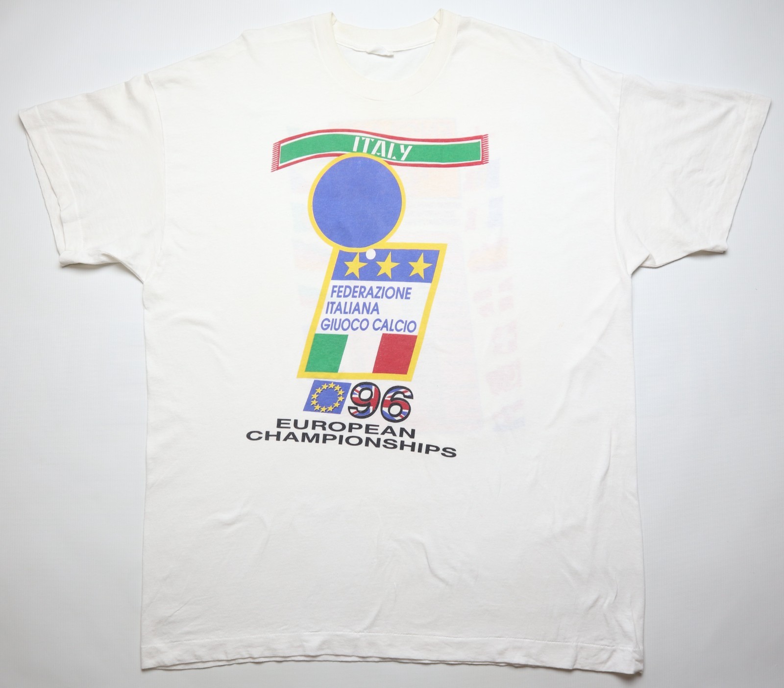 ITALY EURO 1996 90s VINTAGE GRAPHIC FOOTBALL SHIRT SOCCER JERSEY MAGLIA MENS XL