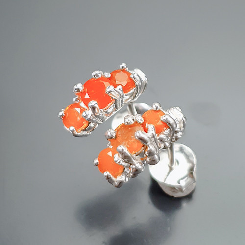 Jewelry Earrings Natural Orange Opal Earrings 925 Sterling Silver /E121234 - Picture 2 of 8
