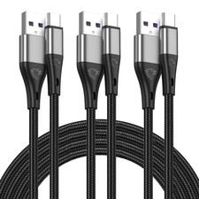 Extra Long 16FT USB Type C Cable Fast Charging,3pack Premium Nylon 16ft, Grey
