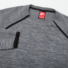 Nike Tech Tejido Crew Top Suéter Para Hombre XL Gris Negro Raglán Canguro Bolsillo