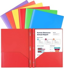 2 Pocket Folder with Prongs, 3 Prong Folders with Pockets, 6 Pack, Plastic