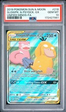 2019 POKEMON SUN & MOON UNIFIED MINDS #218 FULL ART/SLOWPOKE & PSYDUCK GX PSA 10