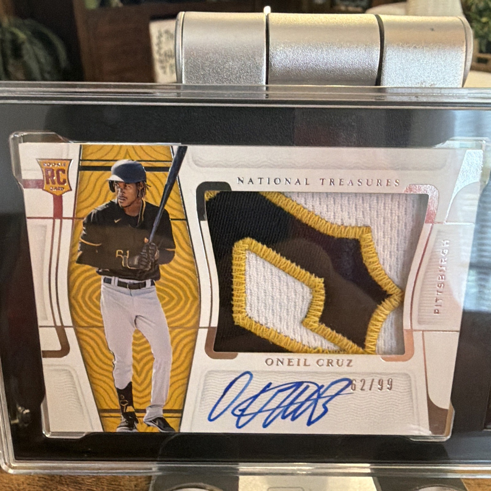 Oneil Cruz 2022 National Treasures #RPA Numbered /99 Rookie Patch Auto RC SGC 9 view 16