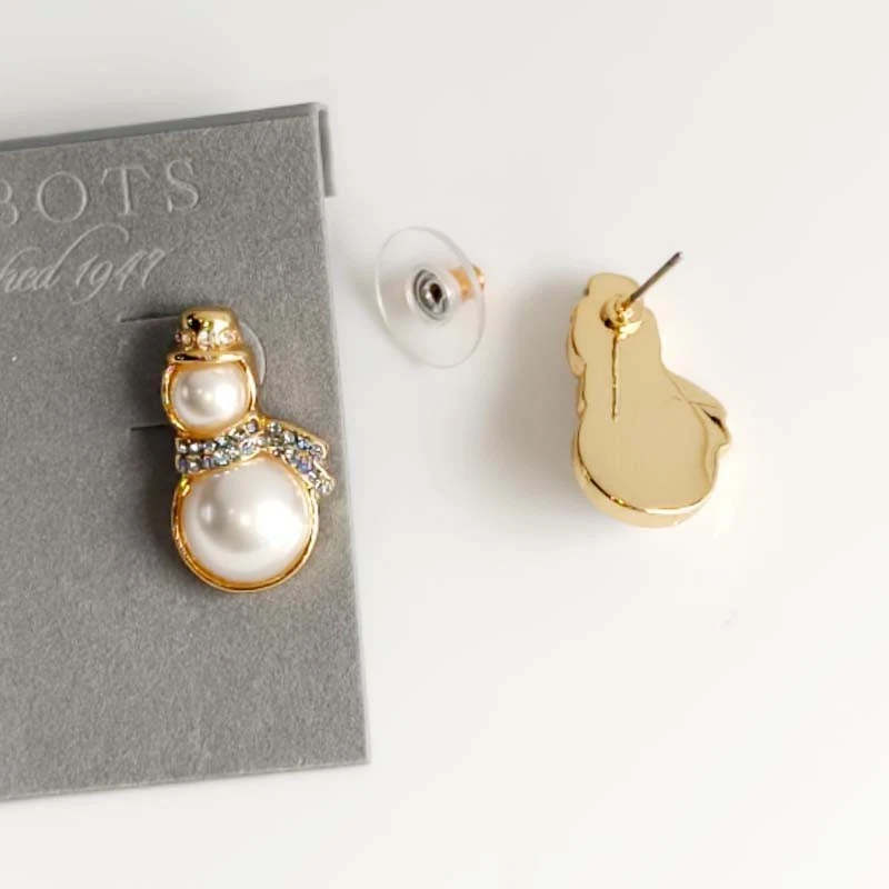 Nuevos aretes Talbots perlas muñeco de nieve elegantes mujeres fiesta vacaciones joyería regalo Foto 3 de 4