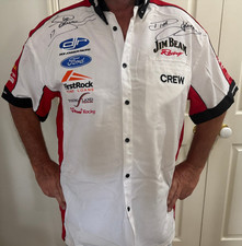 DJR Jim Beam Racing #17 #18 Dick & Steve Johnson Signed Pit Crew Shirt