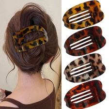 4 PCS Flat Hair Clips for Women, French 1 Count Pack of 6 , Tortoiseshell