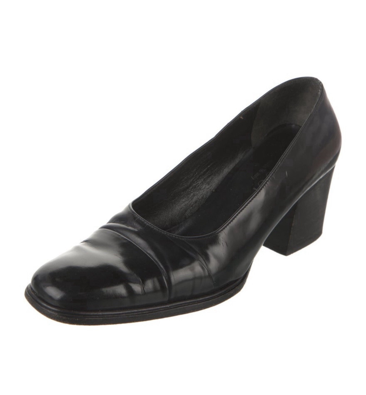 Gucci Authentic Vintage Solid Black Leather Block… - image 2