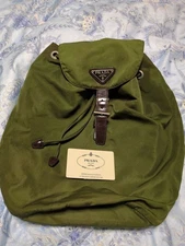 PRADA Tessuto Nylon Backpack Olive Green Authentic Stylish Durable