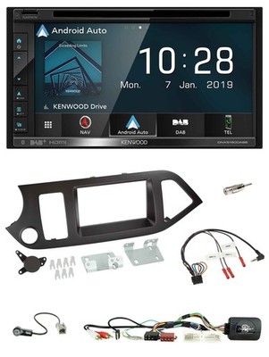 Kenwood DAB TMC USB 2DIN Lenkrad Bluetooth Navigation für Kia Picanto ab 11 USB,