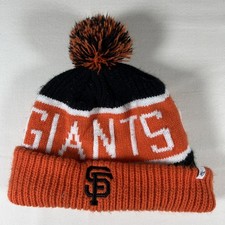 San Francisco Giants Beanie Pom Pom Hat Black Orange One Size Unisex READ