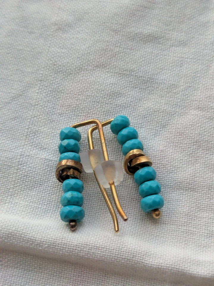 boucles dorées et turquoises véritable - Photo 1/1