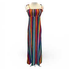 Show Me Your Mumu Maggie Maxi Dress Tulum Stripe Rainbow Size S