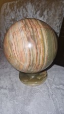 5.2kg Stunning Banding Green Oynx Crystal Ball Sphere With Marching Holder